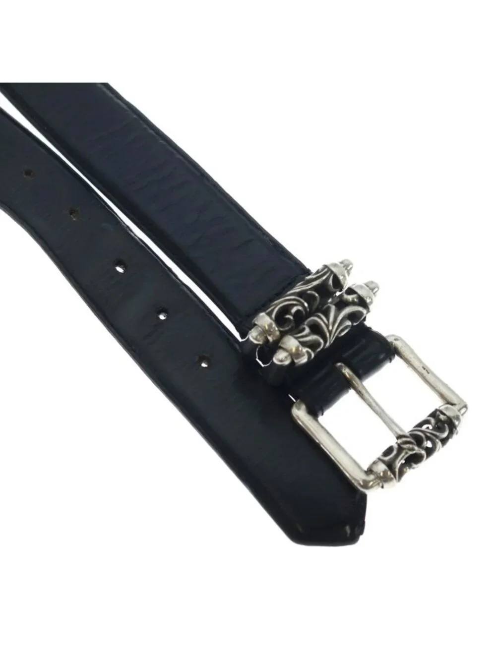 Chrome Hearts Blt Roller Buckle Leather Belt Silver